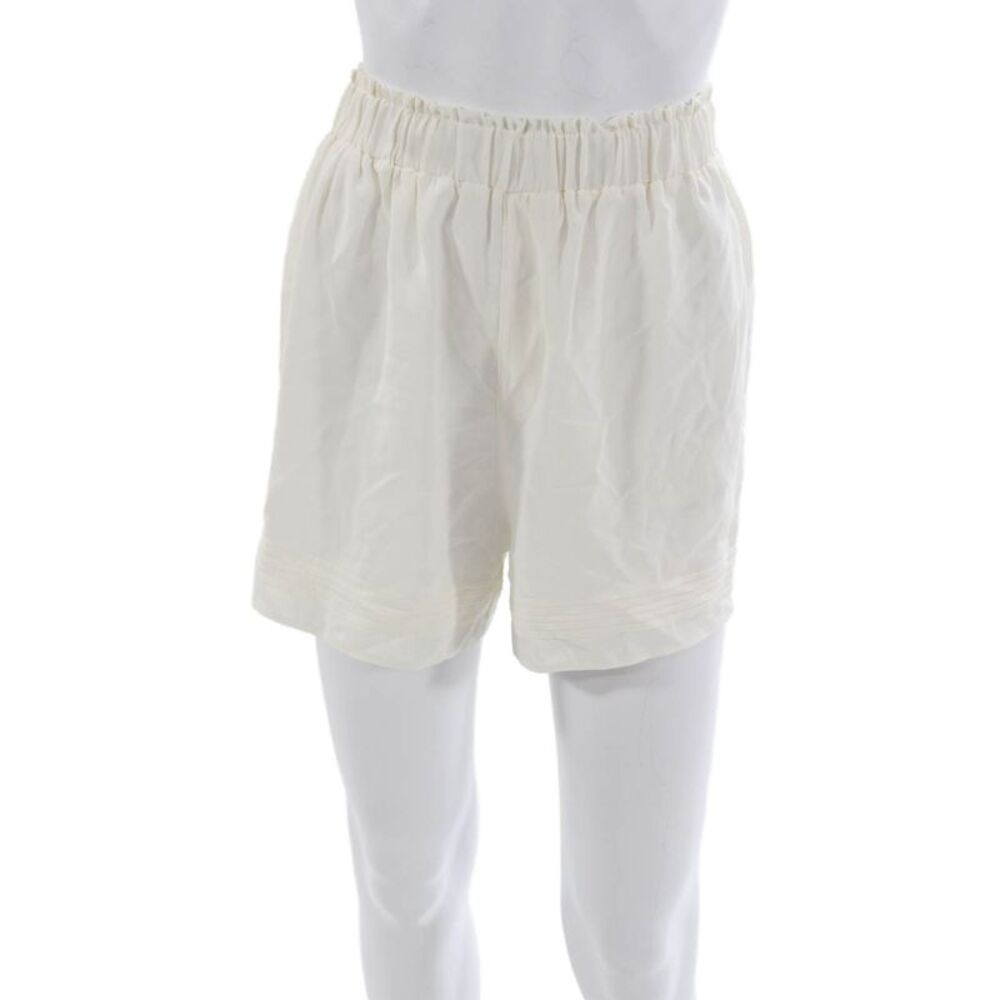 Else Womens Silk Pull On Solid Ivory Shorts Size S